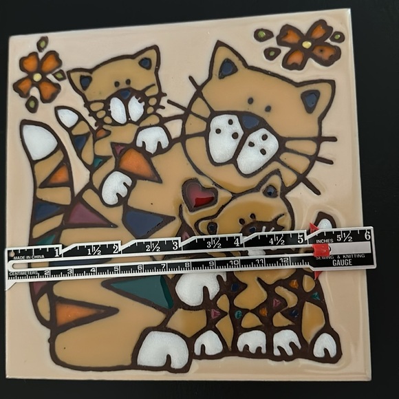 Earthtones Handglazed Vintage 1999 “Cat” Tile 6 X 6 Made in USA - Picture 5 of 8
